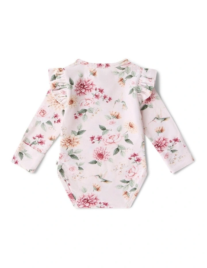 Birds & Blooms Long Sleeve Organic Bodysuit with Frill image 3
