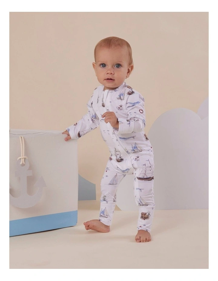 Set Sail Organic Snugglesuit Convertible Romper image 4