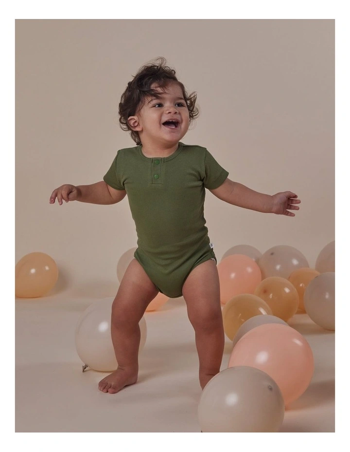 Olive Short Sleeve Organic Bodysuit image 2