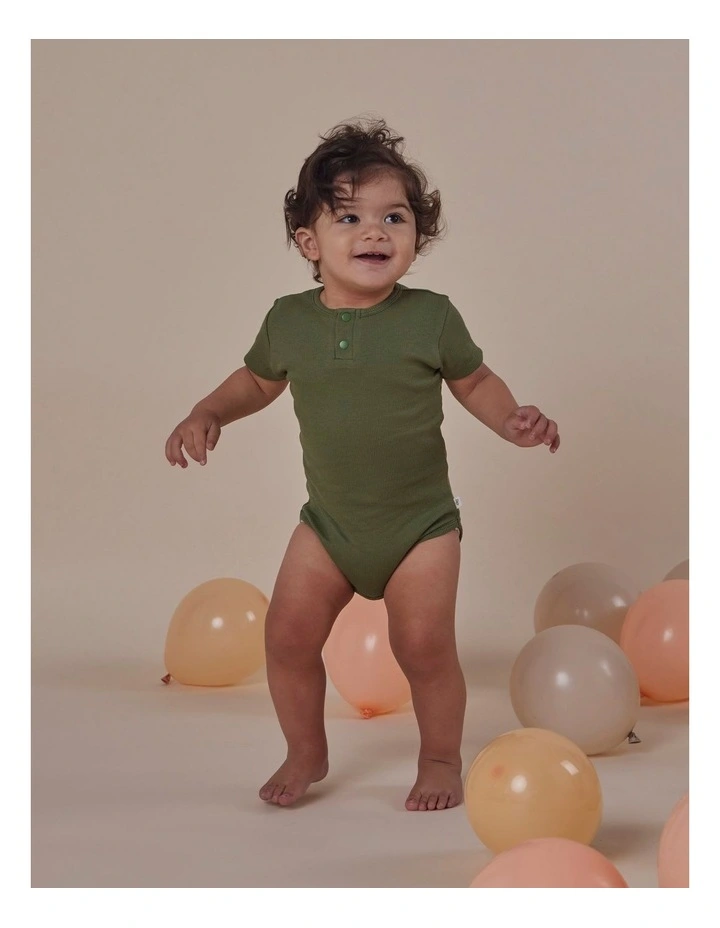 Olive Short Sleeve Organic Bodysuit image 4