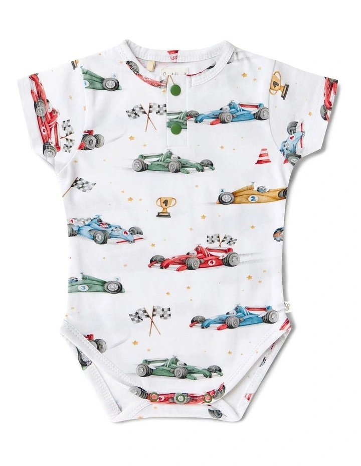 Little Racers Short Sleeve Organic Bodysuit image 1