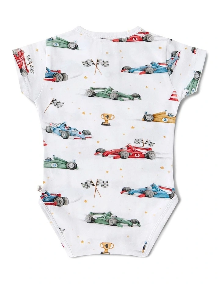 Little Racers Short Sleeve Organic Bodysuit image 3