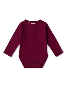 Raspberry Long Sleeve Organic Bodysuit