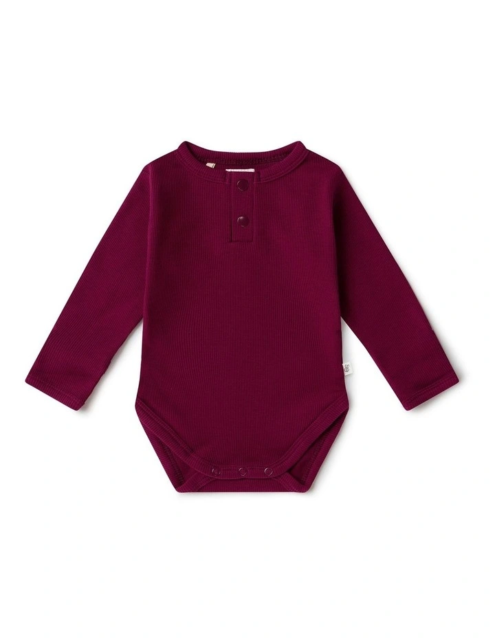 Raspberry Long Sleeve Organic Bodysuit image 1