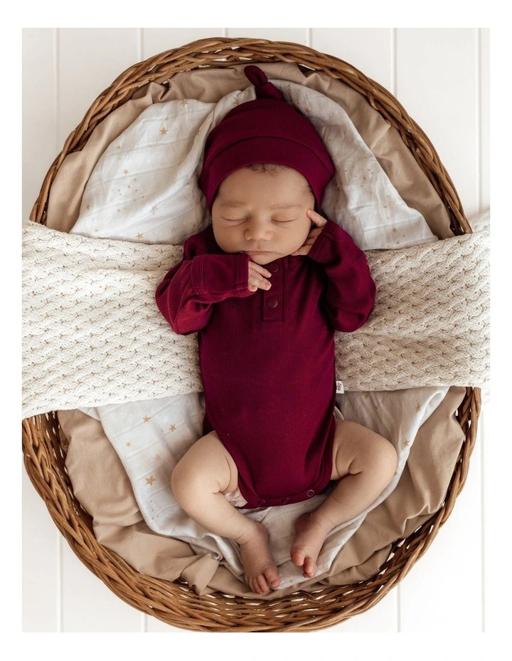 Raspberry Long Sleeve Organic Bodysuit image 2