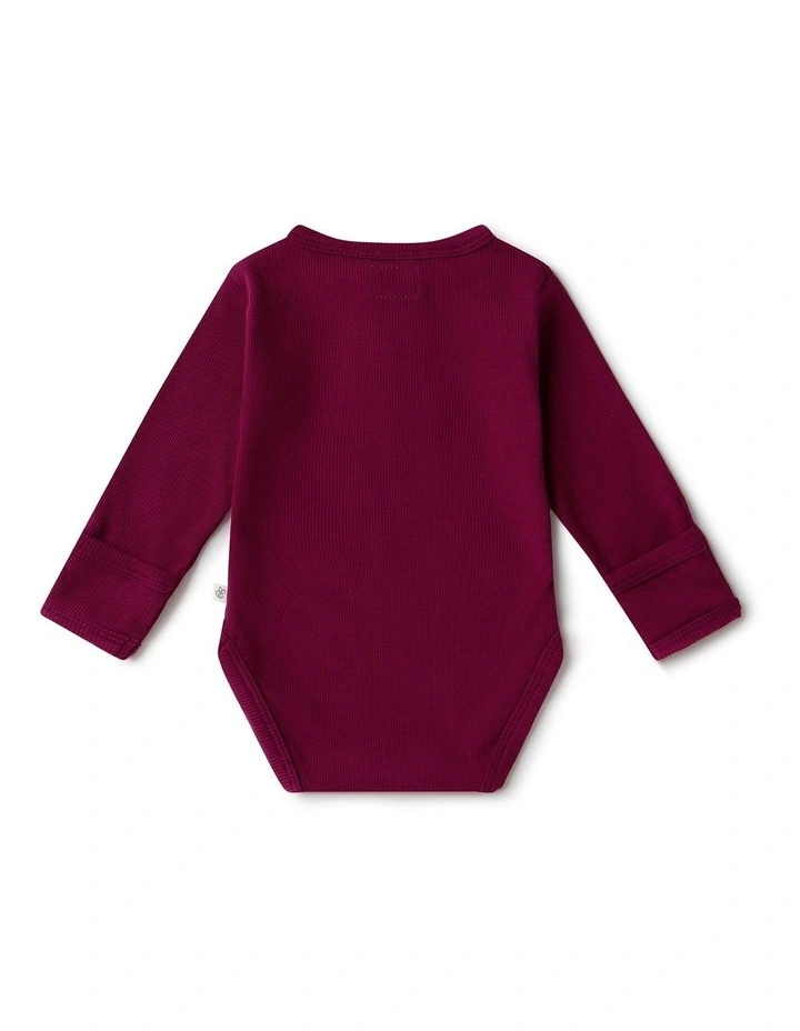 Raspberry Long Sleeve Organic Bodysuit image 3