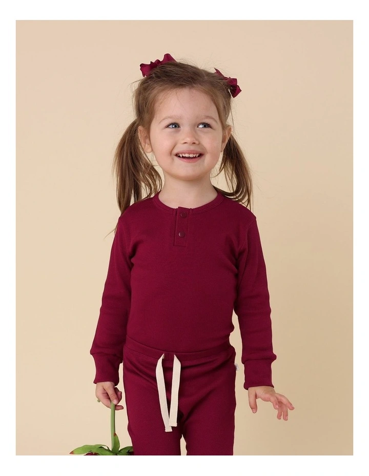 Raspberry Long Sleeve Organic Bodysuit image 4