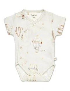 Up & Away Short Sleeve Organic Kimono Bodysuit