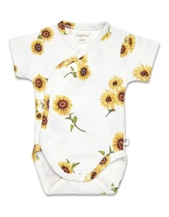 Sunflower Short Sleeve Organic Kimono Bodysuit
