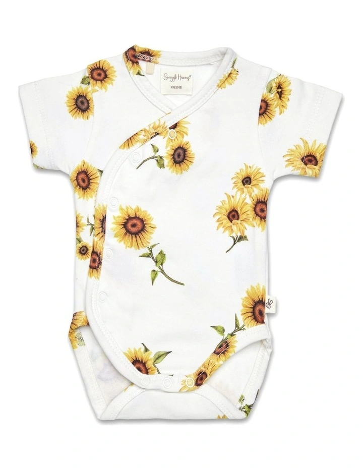 Sunflower Short Sleeve Organic Kimono Bodysuit image 1