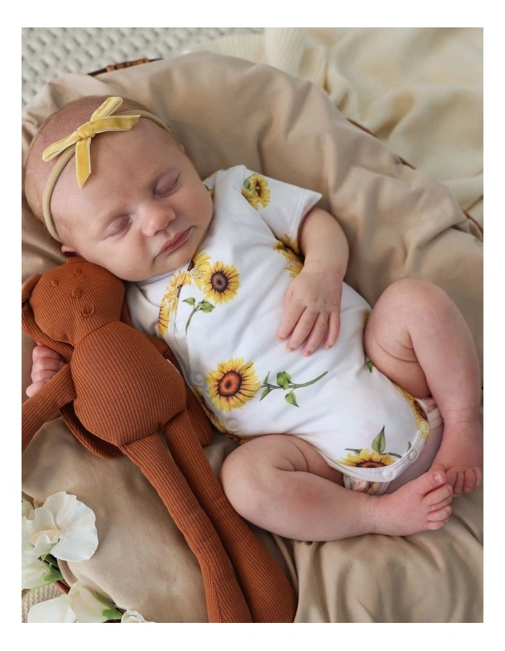 Sunflower Short Sleeve Organic Kimono Bodysuit image 2