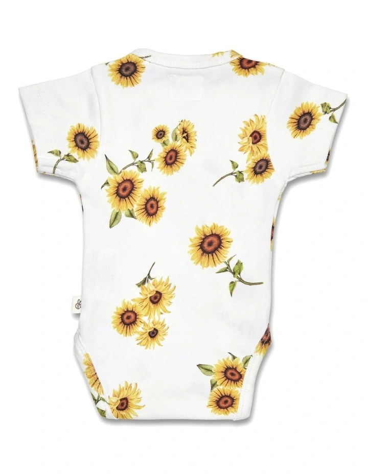 Sunflower Short Sleeve Organic Kimono Bodysuit image 3
