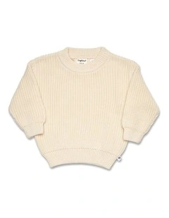 Cream Oversized Cotton Knit Jumper