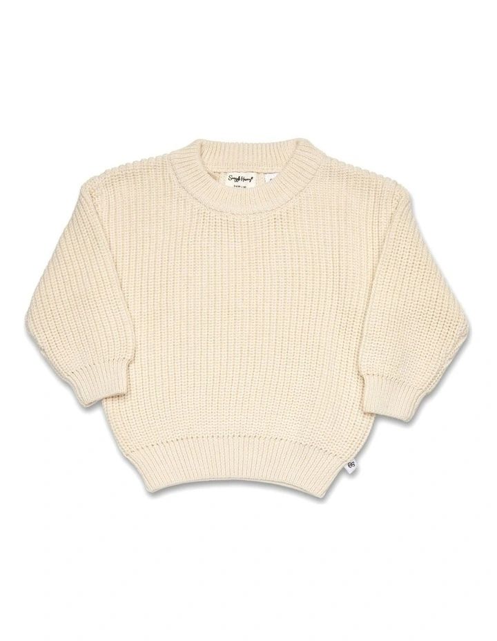 Cream Oversized Cotton Knit Jumper image 1