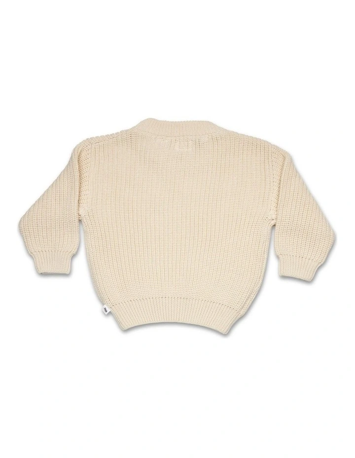 Cream Oversized Cotton Knit Jumper image 3