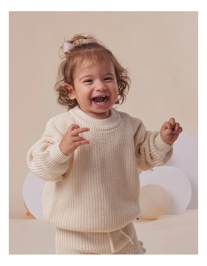 Cream Oversized Cotton Knit Jumper image 6