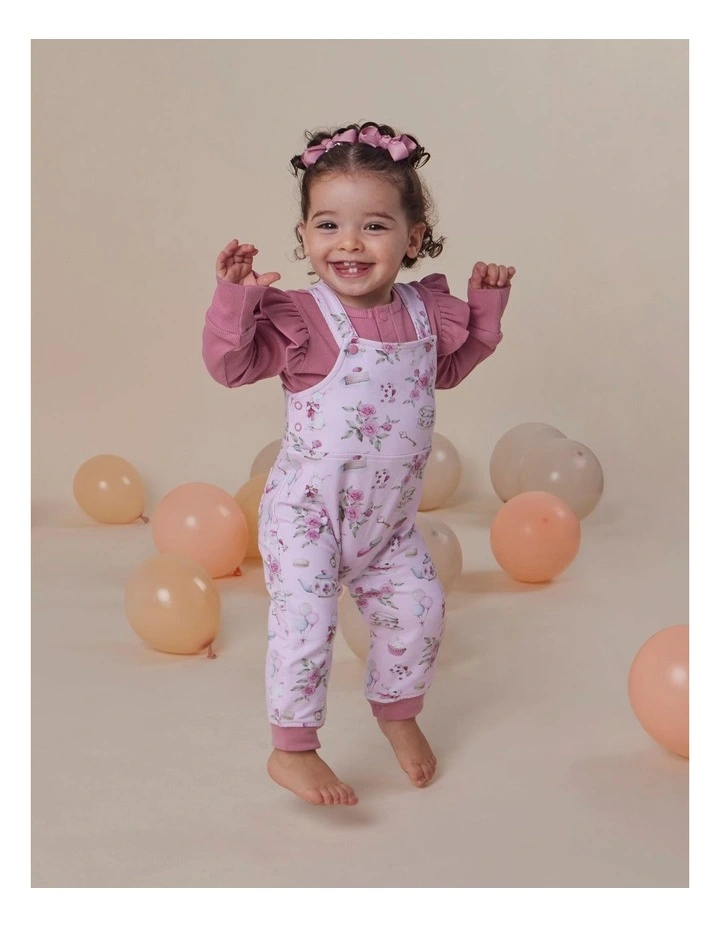 Alice's Tea Party Organic Snuggle Overalls image 2