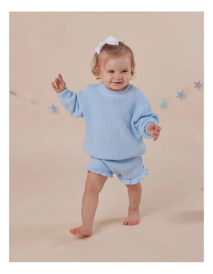 Baby Blue Organic Cotton Knit Bloomers image 4