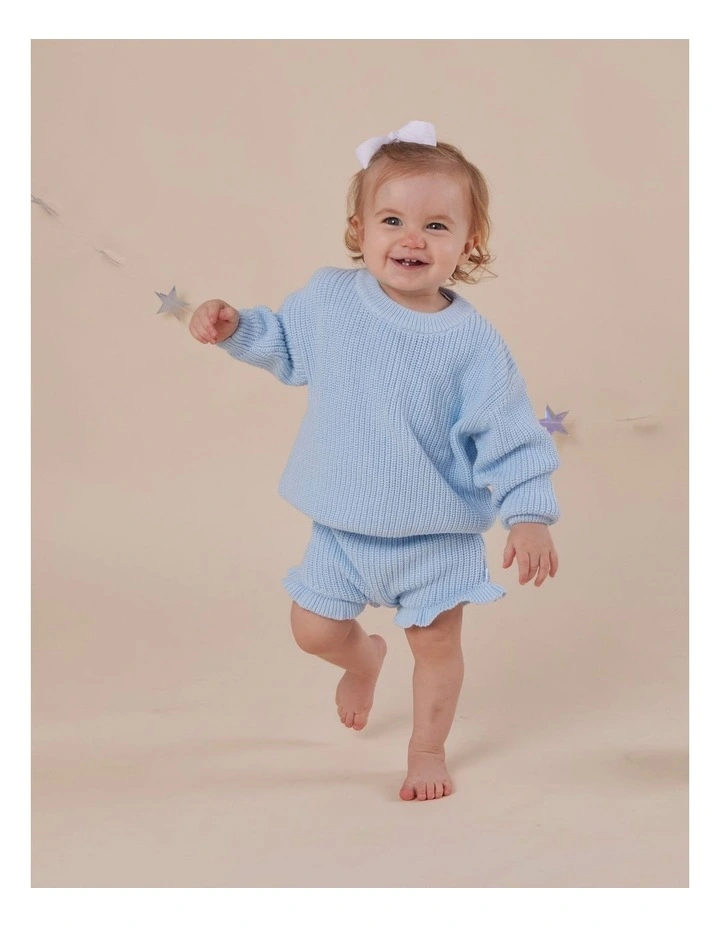 Baby Blue Organic Cotton Knit Bloomers image 5