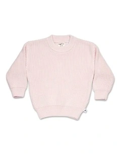 Blush Pink Oversized Cotton Knit Jumper