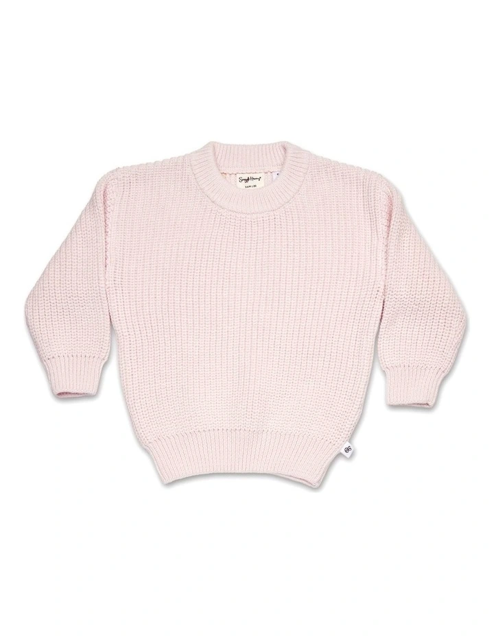 Blush Pink Oversized Cotton Knit Jumper image 1