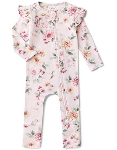 Birds & Blooms Organic Snugglesuit Convertible Romper with Frill