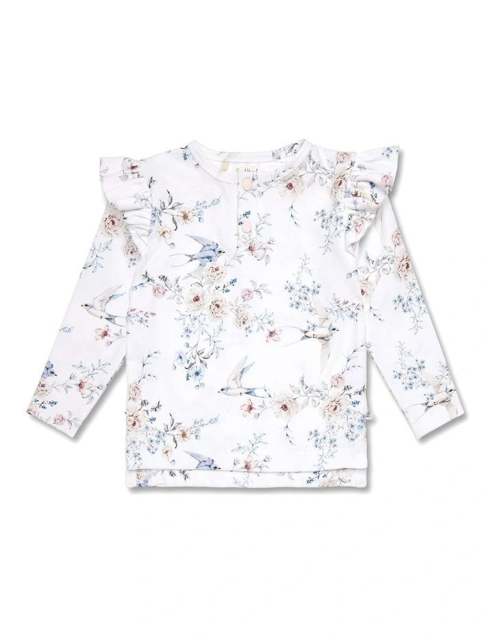 Sweet Swallows Organic Long Sleeve Top with Frill image 1