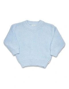 Baby Blue Oversized Cotton Knit Jumper