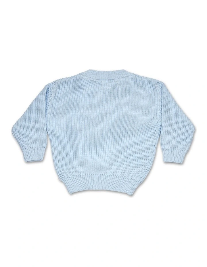 Baby Blue Oversized Cotton Knit Jumper image 3