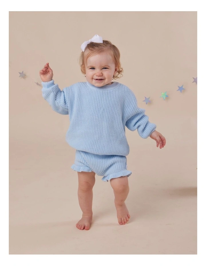 Baby Blue Oversized Cotton Knit Jumper image 4