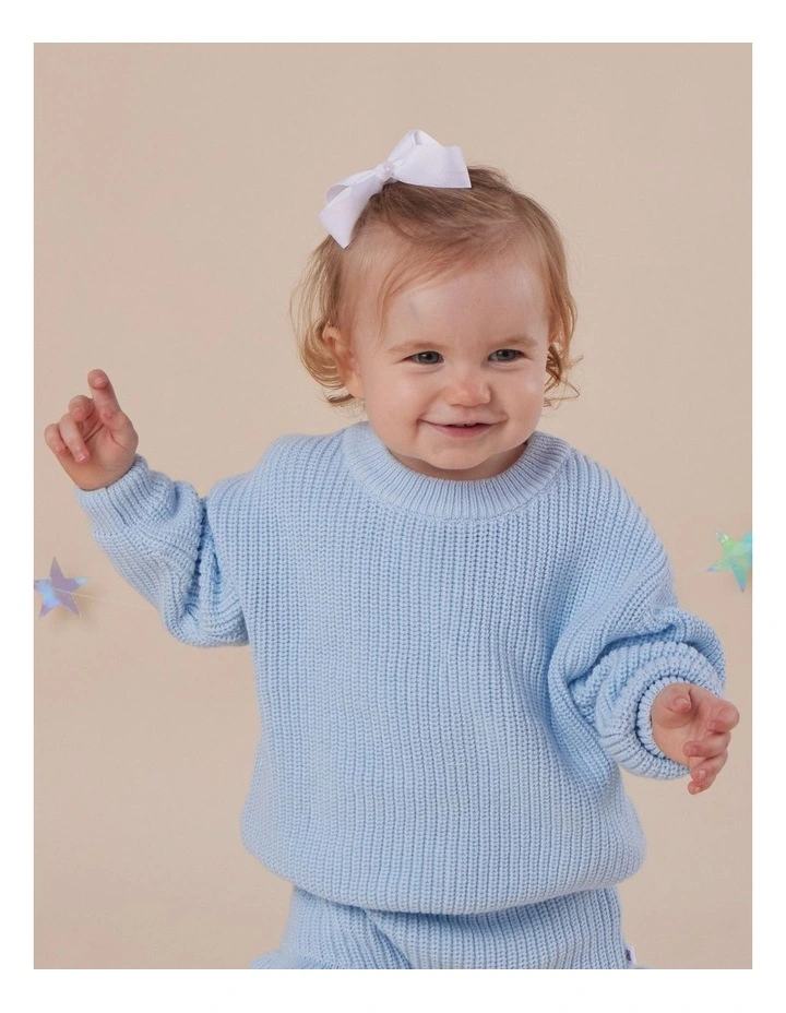 Baby Blue Oversized Cotton Knit Jumper image 6