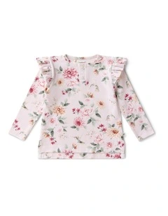 Birds & Blooms Organic Long Sleeve Top with Frill