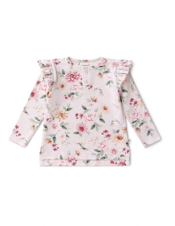 Birds & Blooms Organic Long Sleeve Top with Frill image 1