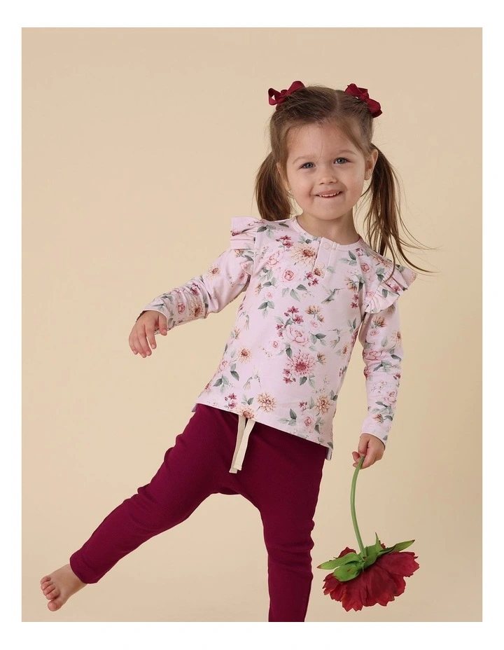 Birds & Blooms Organic Long Sleeve Top with Frill image 2