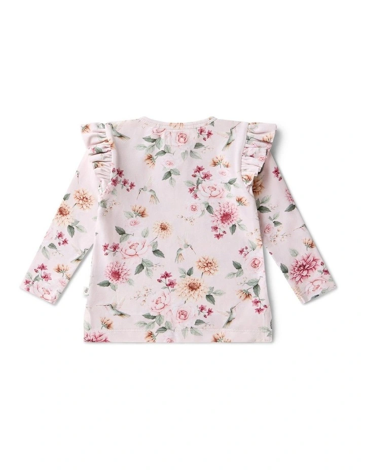 Birds & Blooms Organic Long Sleeve Top with Frill image 3