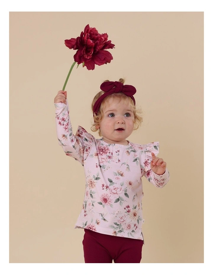 Birds & Blooms Organic Long Sleeve Top with Frill image 5