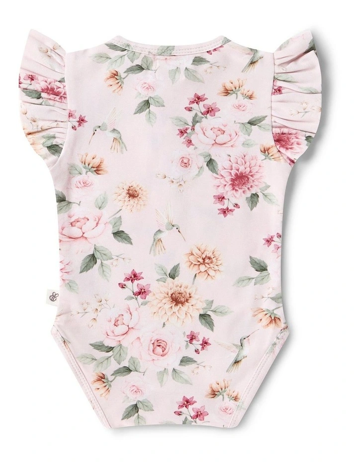 Birds & Blooms Short Sleeve Organic Bodysuit with Frill image 3