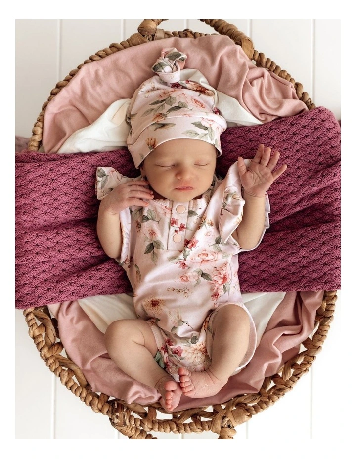 Birds & Blooms Short Sleeve Organic Bodysuit with Frill image 4
