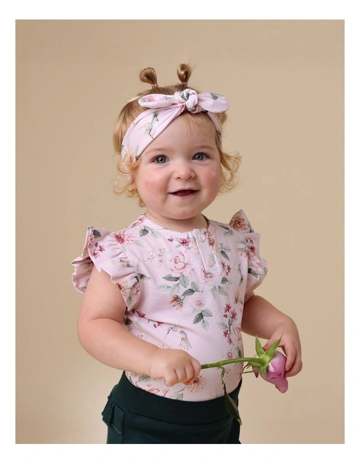 Birds & Blooms Short Sleeve Organic Bodysuit with Frill image 5