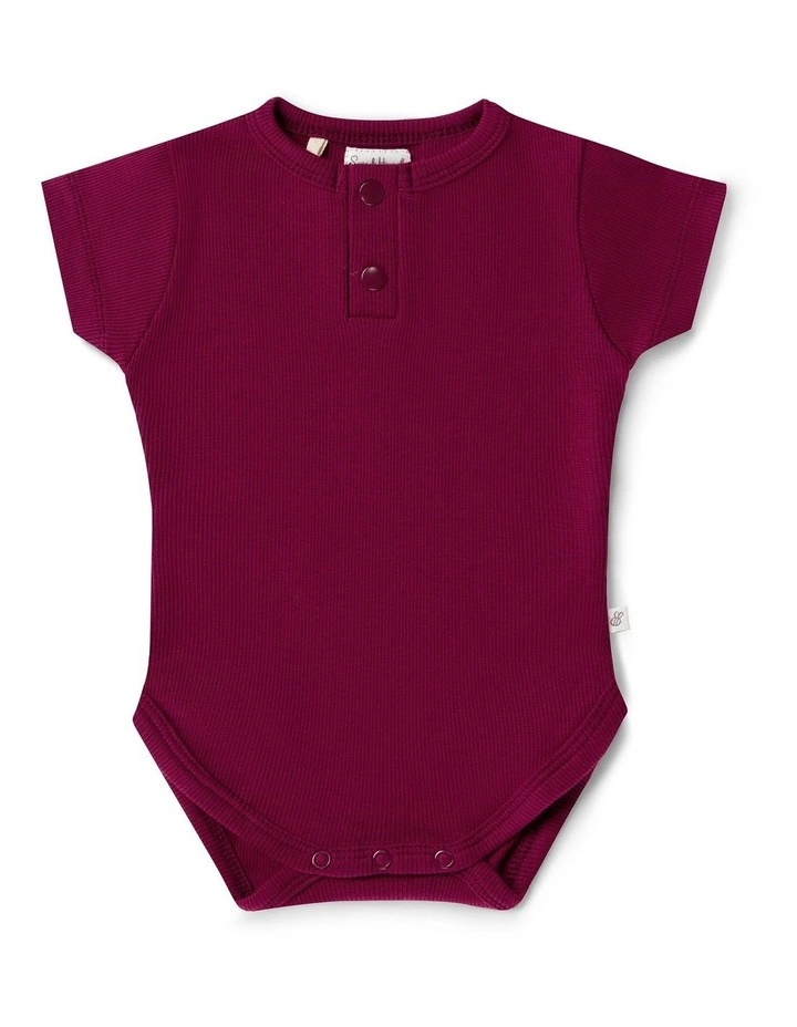 Raspberry Short Sleeve Organic Bodysuit image 1