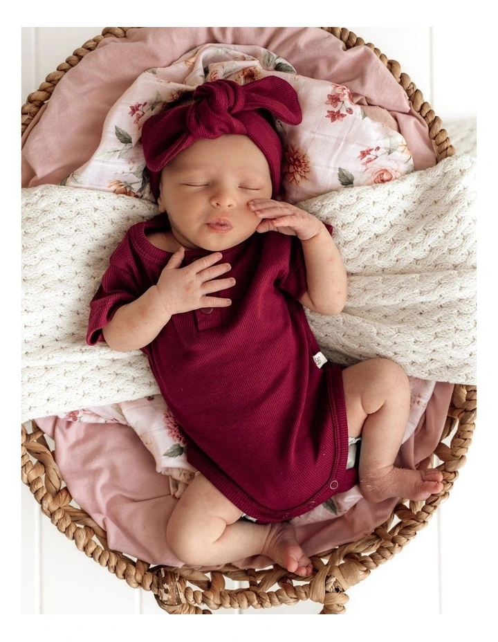 Raspberry Short Sleeve Organic Bodysuit image 2