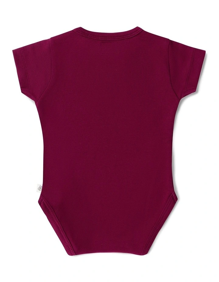 Raspberry Short Sleeve Organic Bodysuit image 3