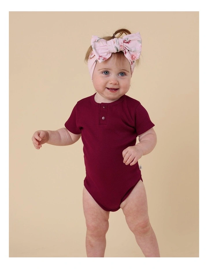 Raspberry Short Sleeve Organic Bodysuit image 4