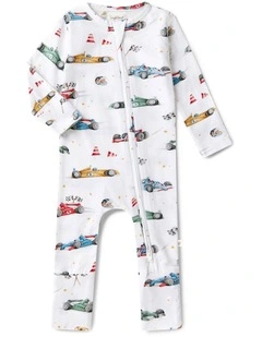 Little Racers Organic Snugglesuit Convertible Romper