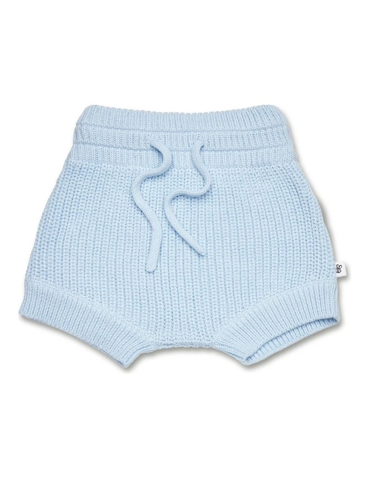 Baby Blue Organic Cotton Knit Shorts image 1