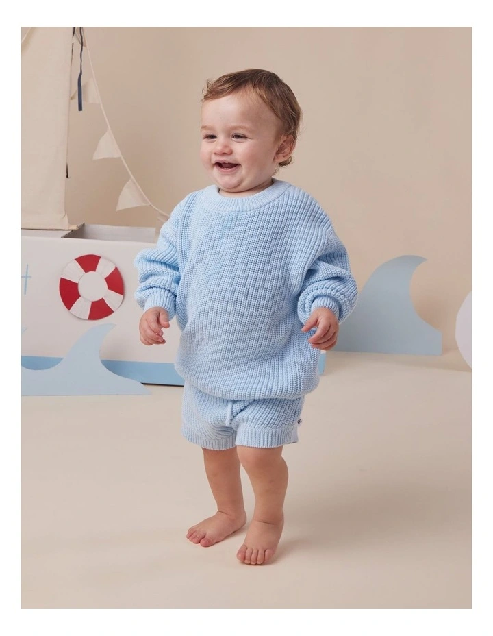 Baby Blue Organic Cotton Knit Shorts image 5