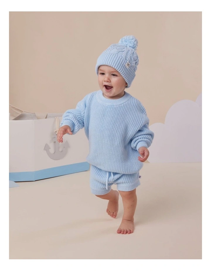 Baby Blue Organic Cotton Knit Shorts image 6