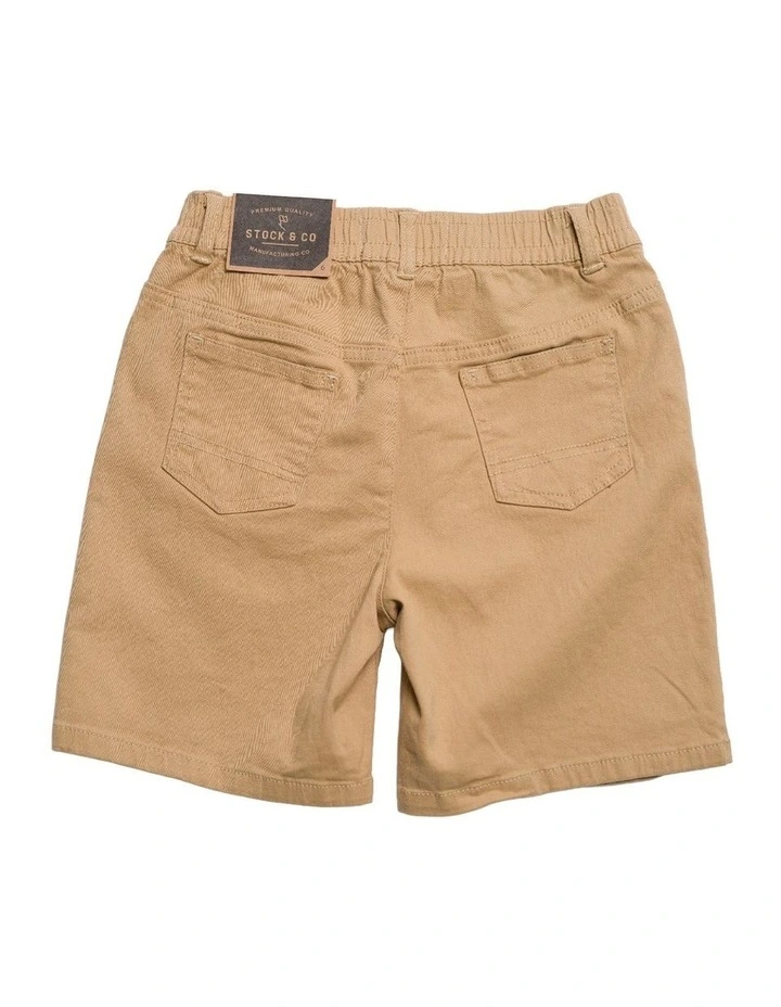 Admiral Elastic Waist Stretch Chino Short - Youth in Camel image 2
