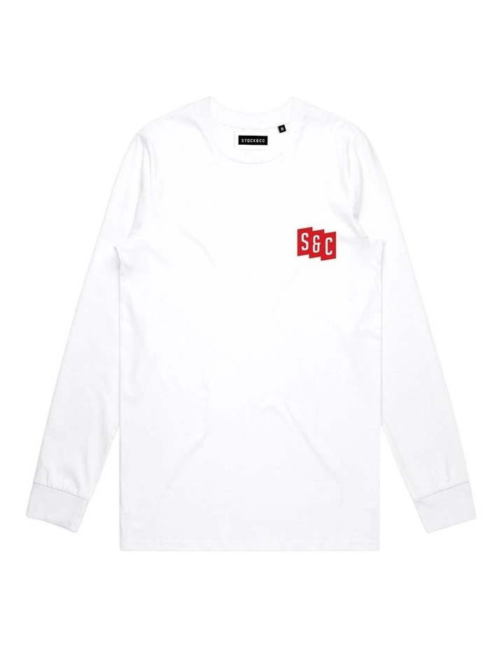 Initials Long Sleeve - Youth in White image 1