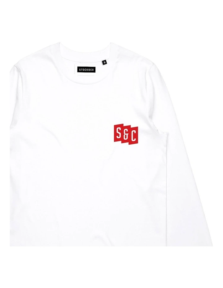 Initials Long Sleeve - Youth in White image 3
